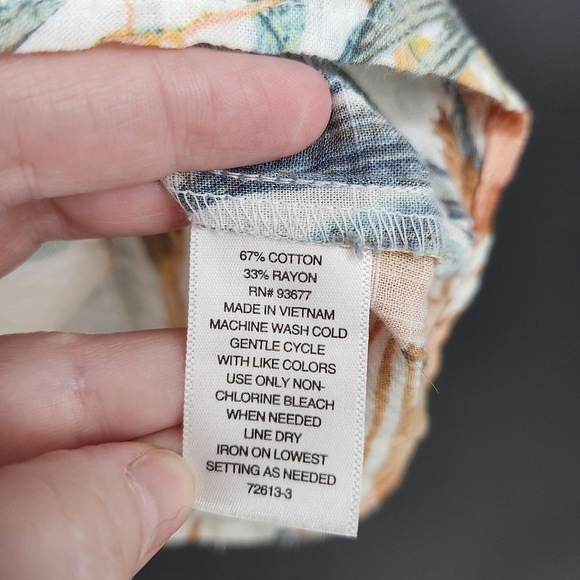 A.n.a Womens Sleeveless Top‎ Size XL Brown Green Earthy Floral Ruffle Goblincore - Picture 4 of 5